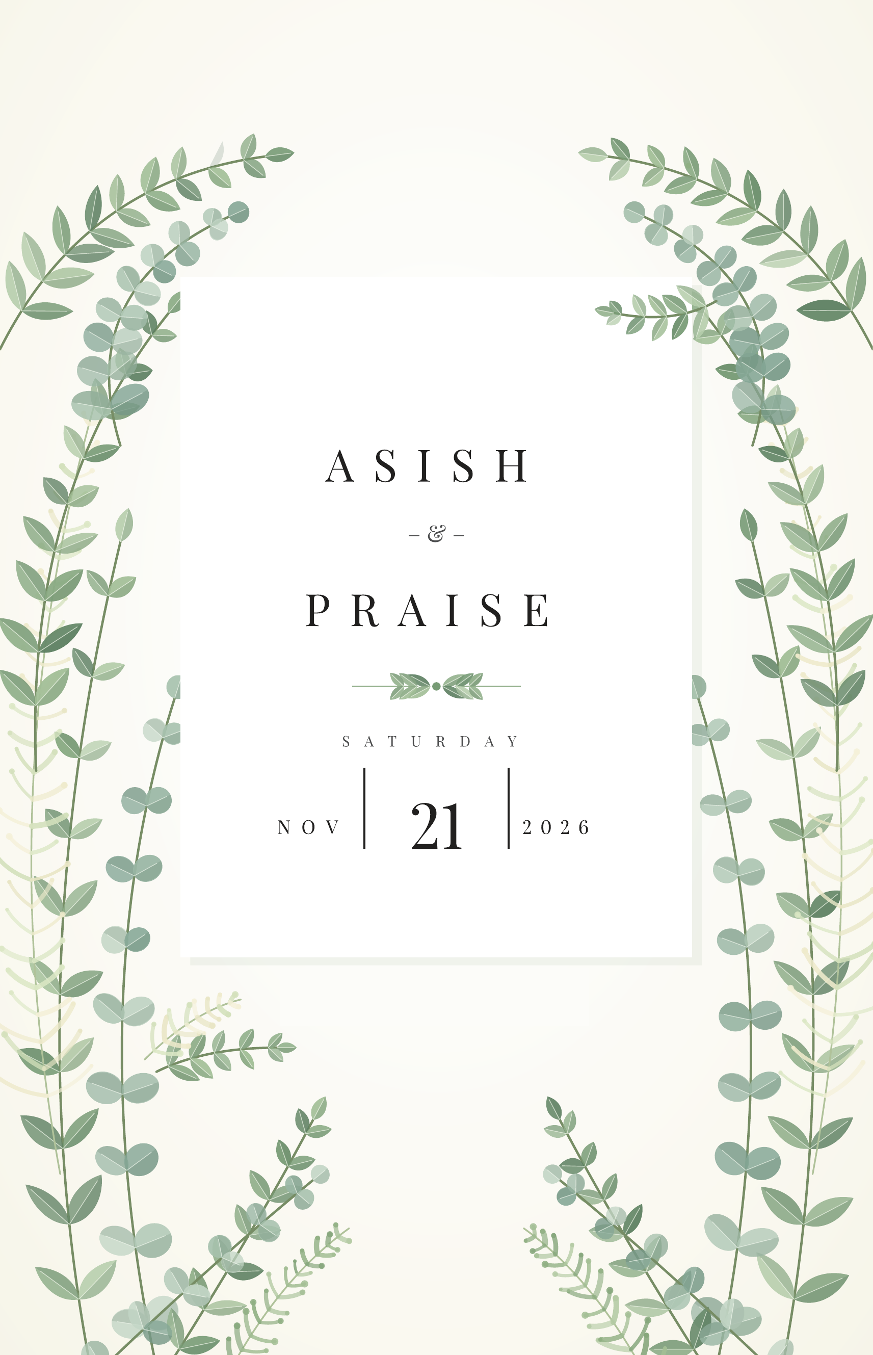 Wedding Invitation Card Cover - Asish & Praise 21st November 2026